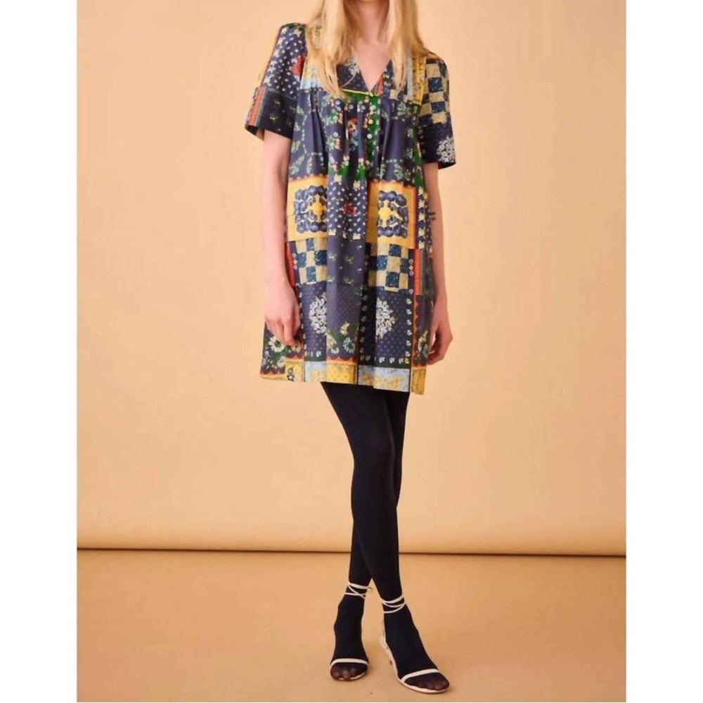 Hunter Bell Youjin Dress in Langford Patchwork Multicolor Print Women's Size XS